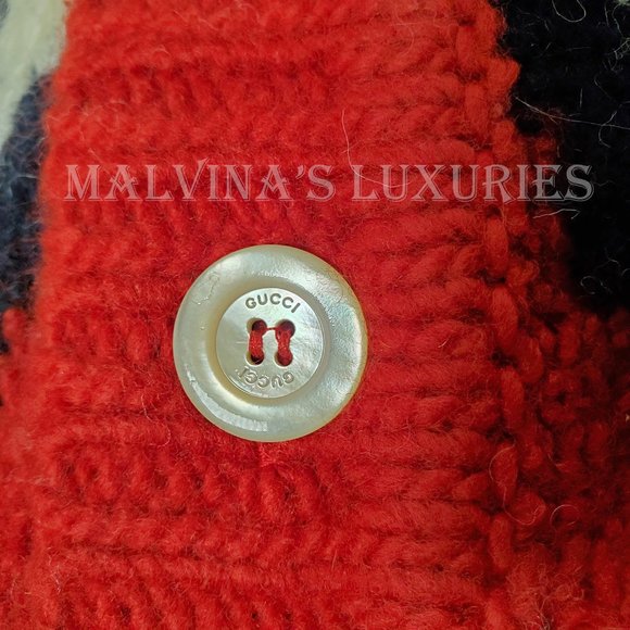 GUCCI MENS SWEATER ZIGZAG JACQUARD THICK WOOL KNITTED CARDIGAN sz M Medium - Picture 11 of 16